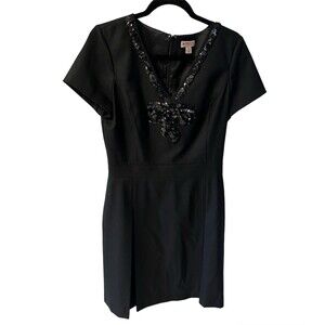 Brooks Brothers Red Fleece Dress Womans 6 Black Wool Sequin Feminine Romantic